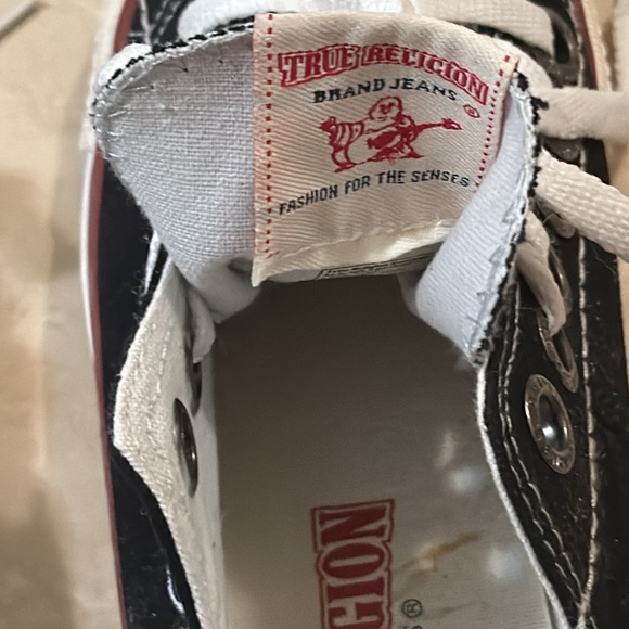 True Religion Black Canvas Low Top Sneakers Size 9 - Picture 3 of 12